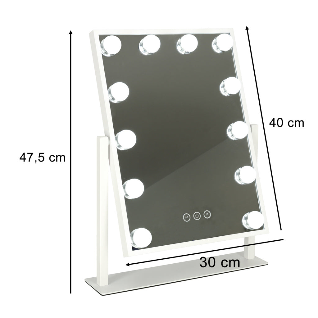 Miroir de maquillage LED avec ampoules 30x40cm USB