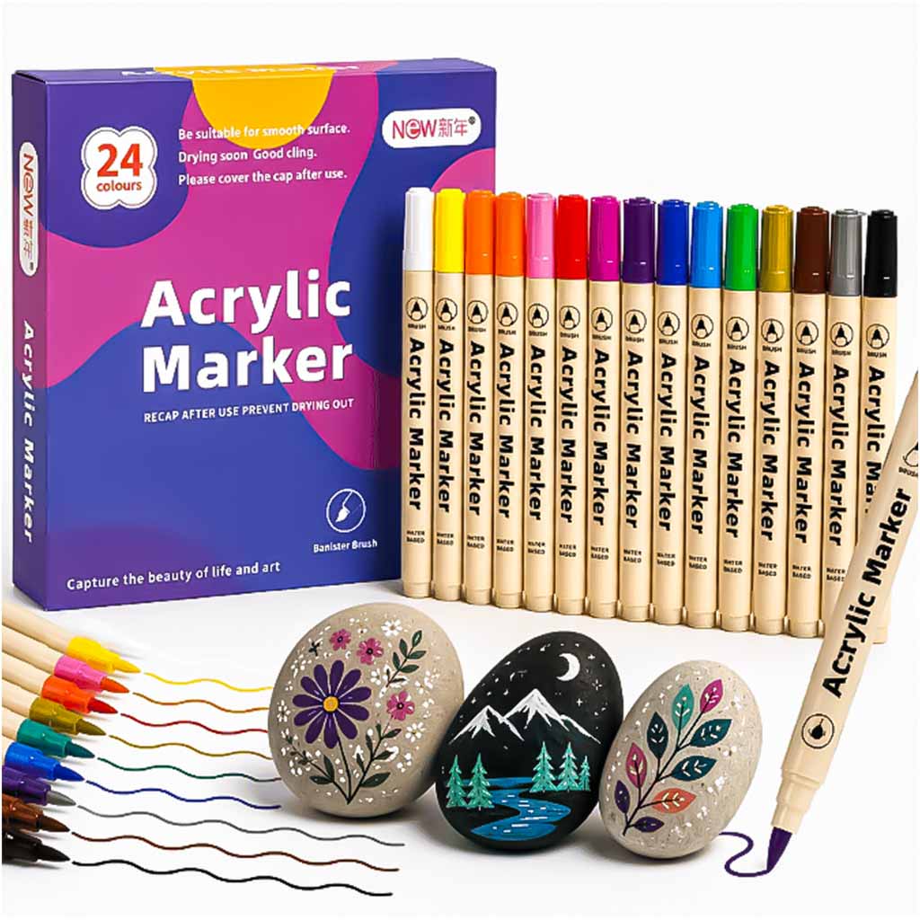 Akryl Markers För Tyg Stenar Markers Markers Markers Vattentäta Markers Diy 24 St.