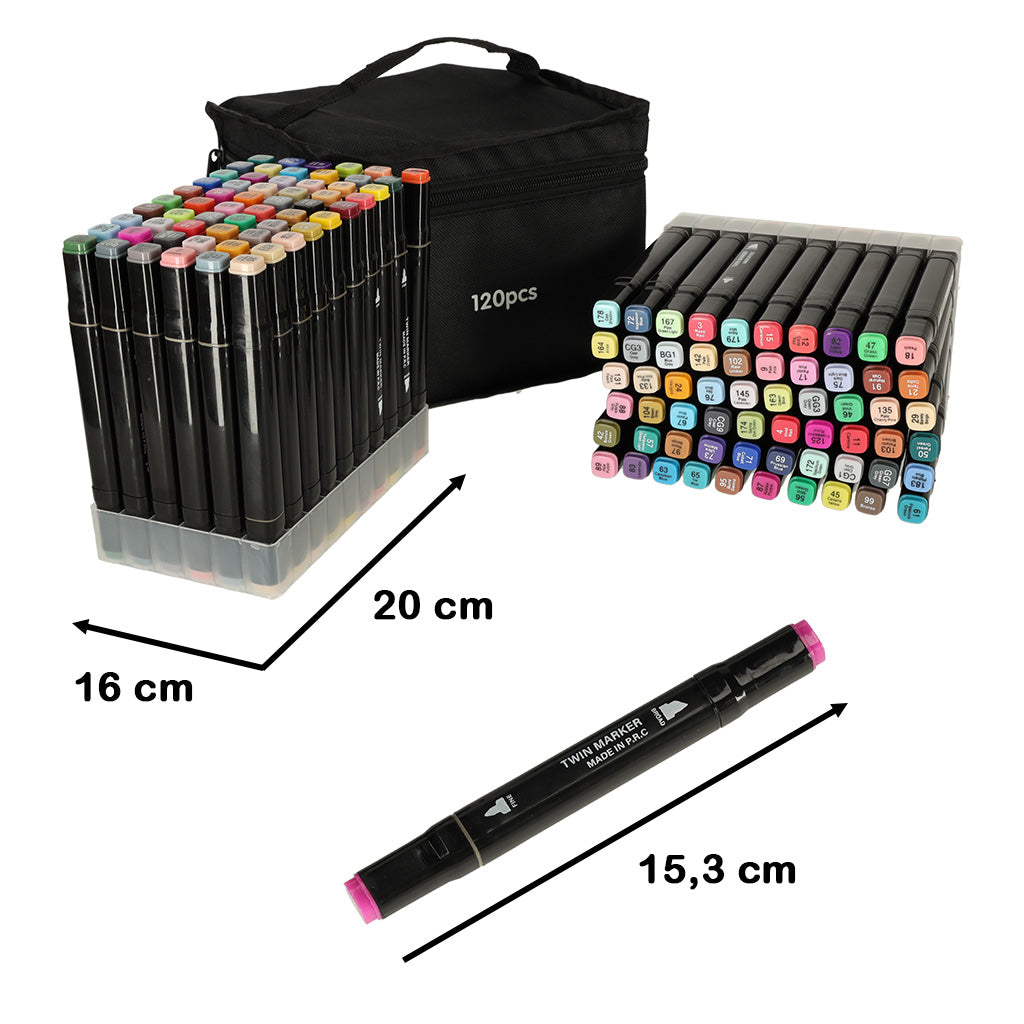 Double-sided Alcohol Markers In Case 120 + Stand