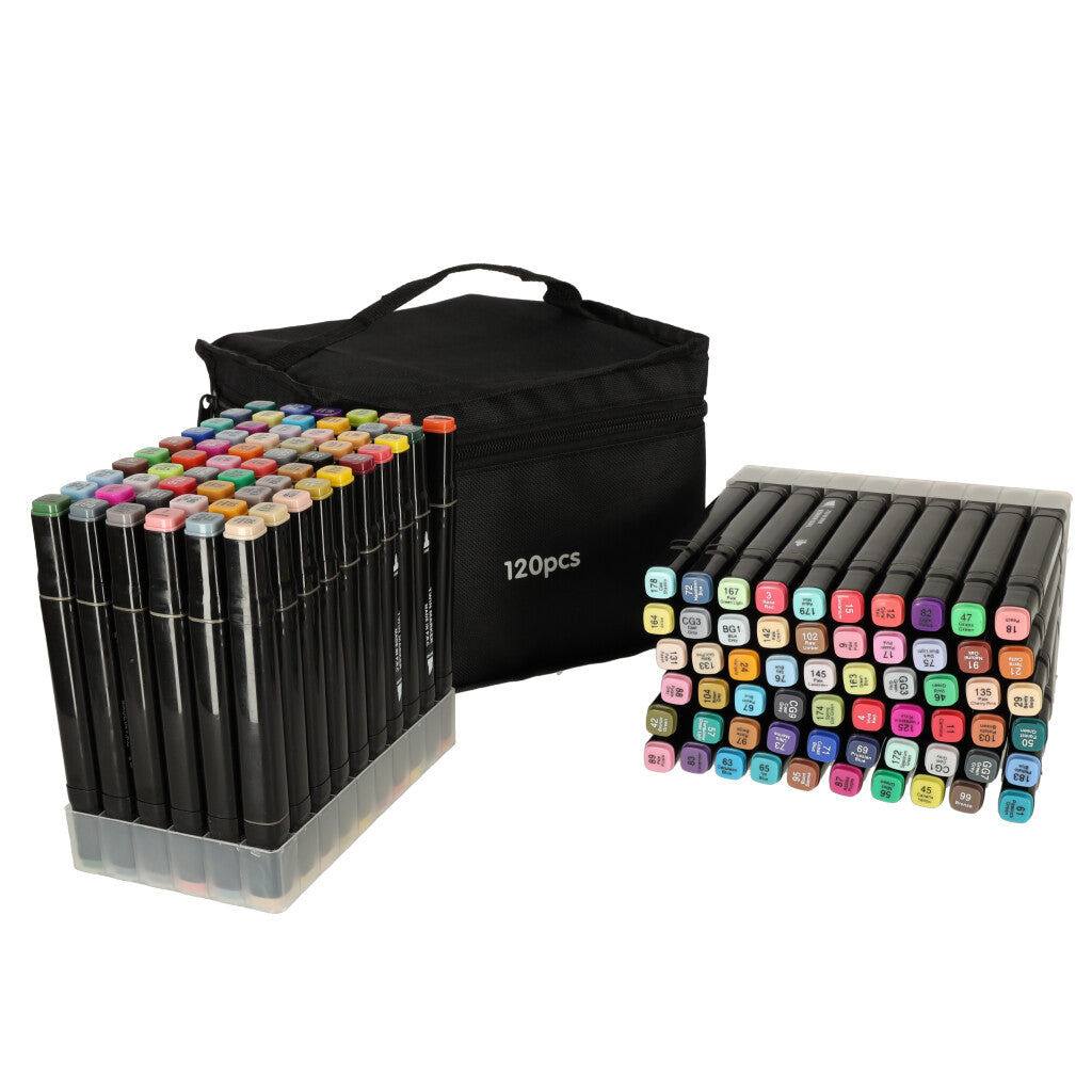 Double-sided Alcohol Markers In Case 120 + Stand