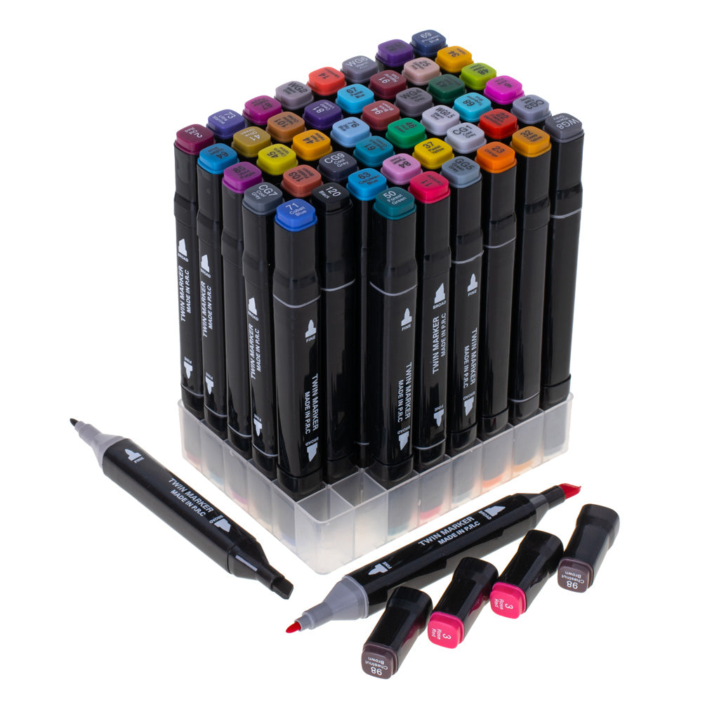 Double-sided Alcohol Markers In Case 48 + Stand