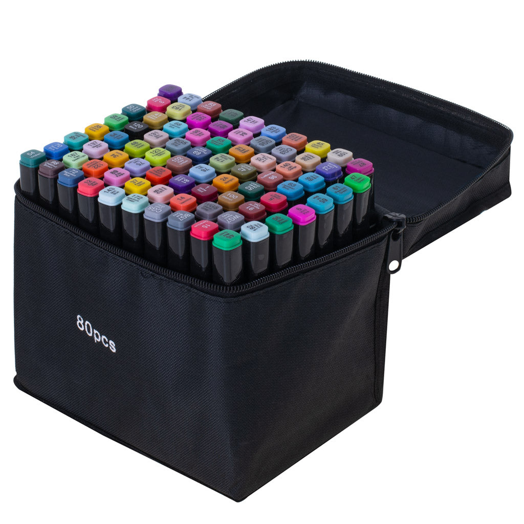 Double-sided Alcohol Markers In Case 80 + Stand