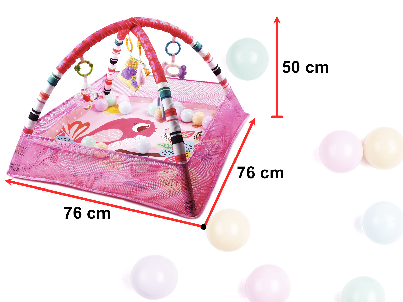 Educational Mat Playpen Pool With Balls Pink