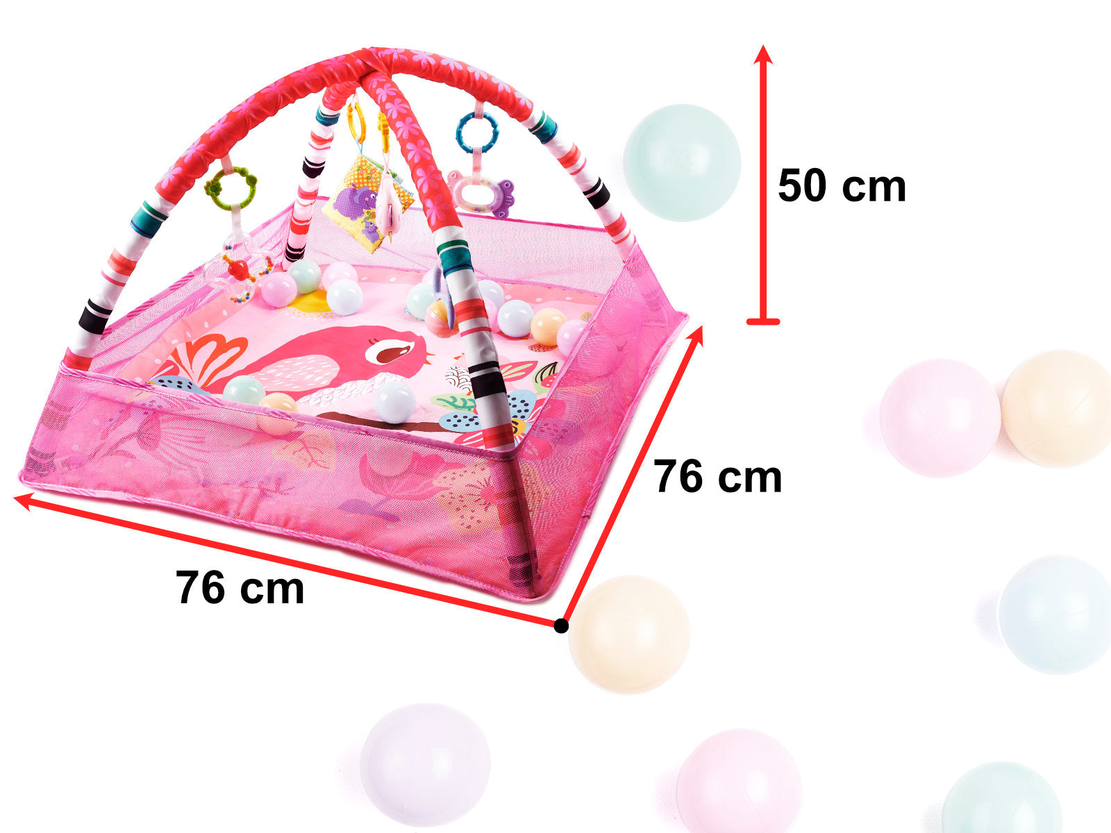 Educational Mat Playpen Pool With Balls Pink