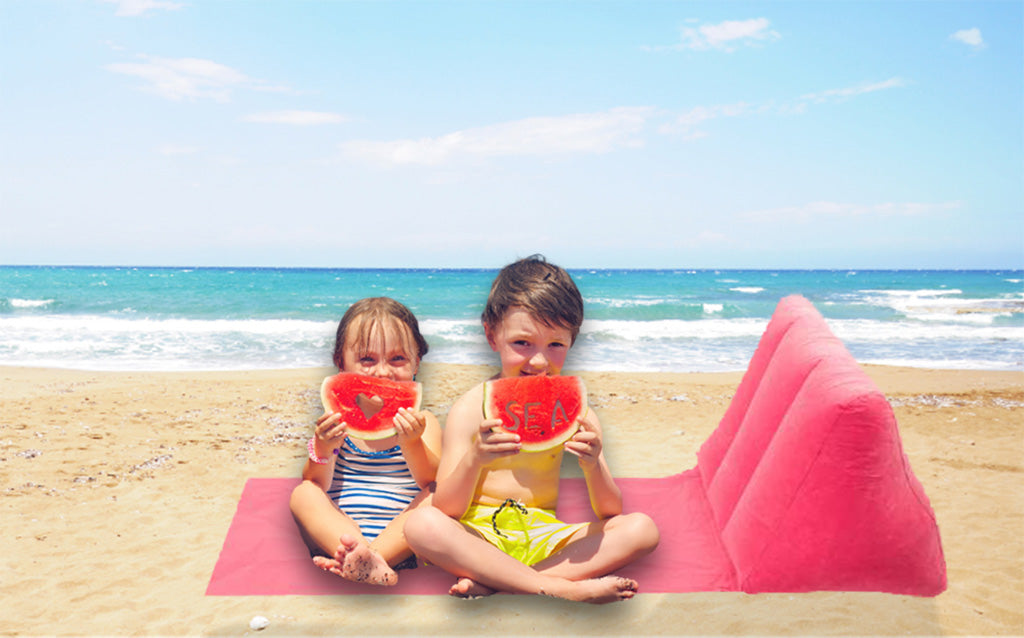 Beach Mat Lounger With Backrest Inflatable Pink