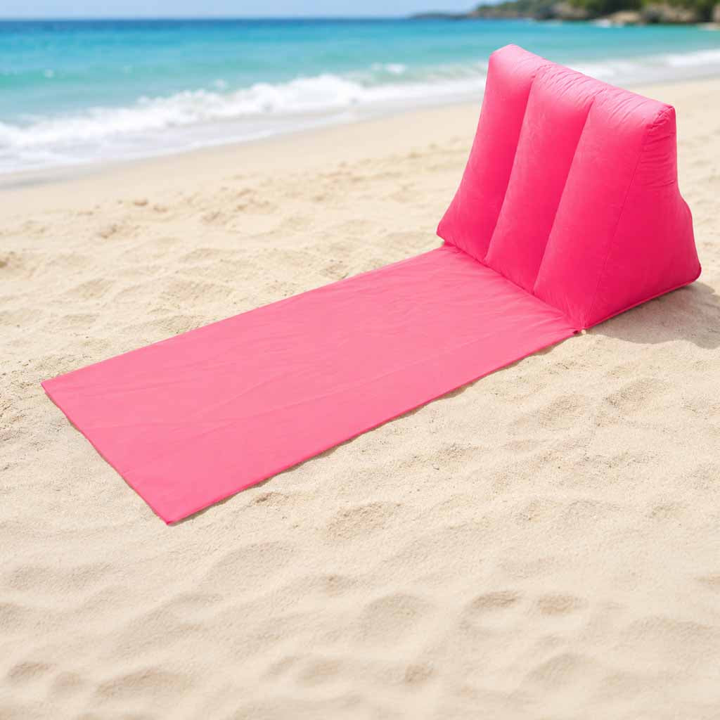 Beach Mat Lounger With Backrest Inflatable Pink
