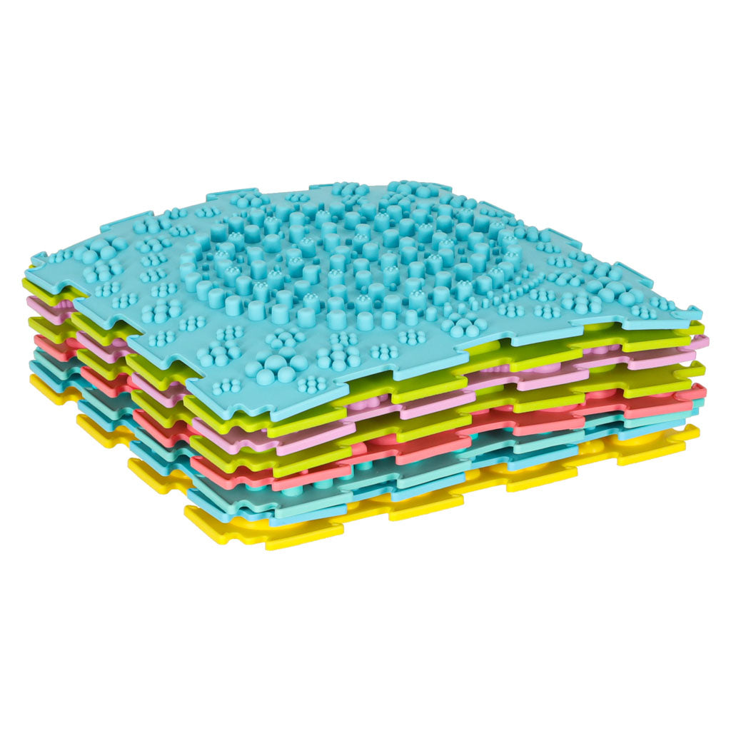 Tapete Sensorial Montessori Massagem nos Pés Puzzle 8 Peças Pastel
