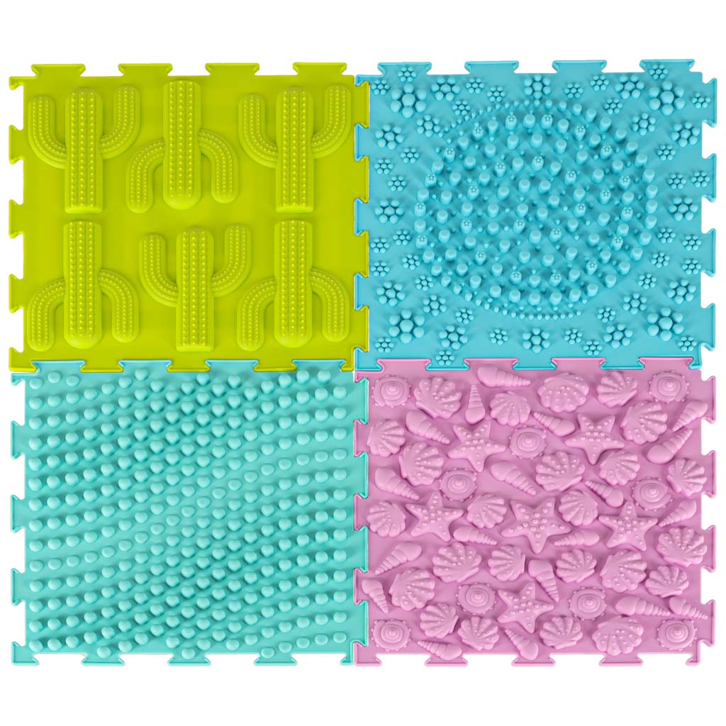 Tapete Sensorial Montessori Massagem nos Pés Puzzle 8 Peças Pastel