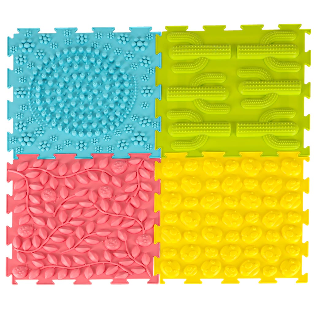 Tapete Sensorial Montessori Massagem nos Pés Puzzle 8 Peças Pastel