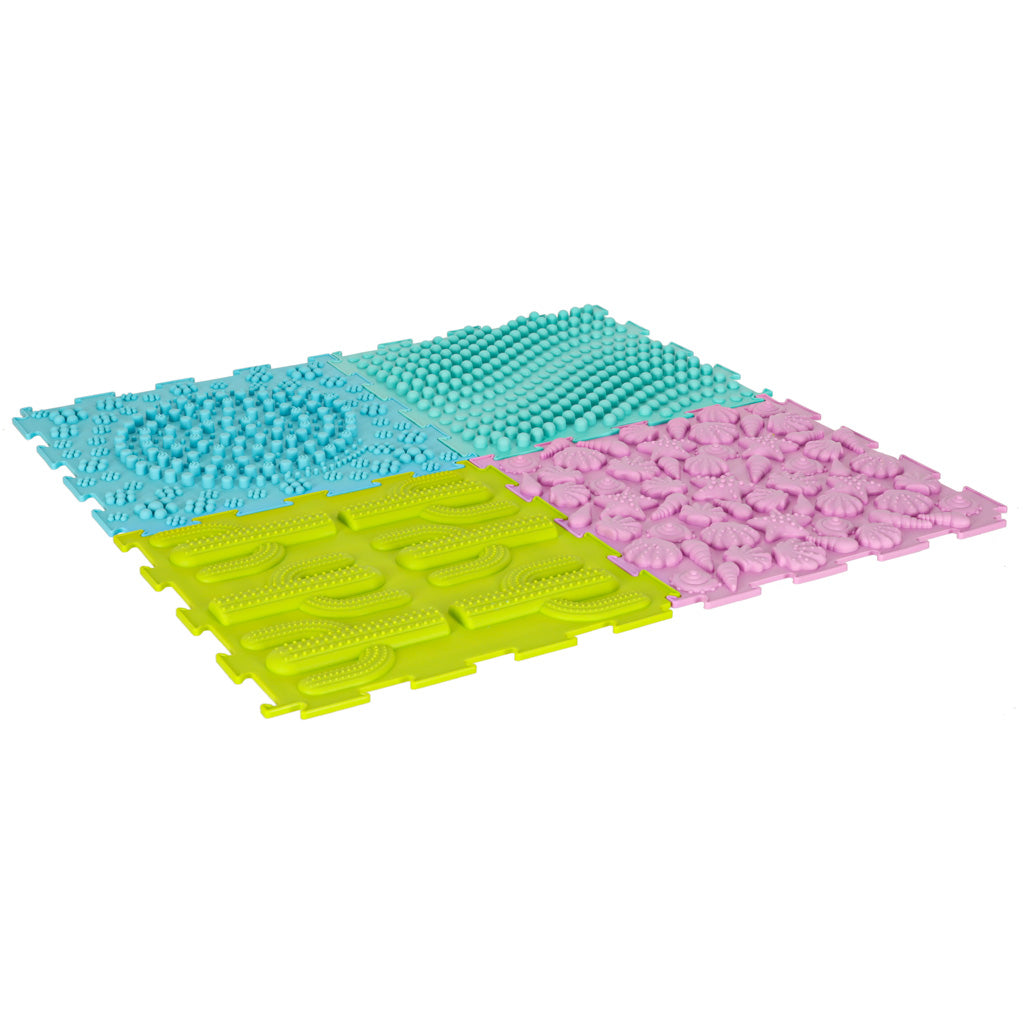 Tapete Sensorial Montessori Massagem nos Pés Puzzle 8 Peças Pastel