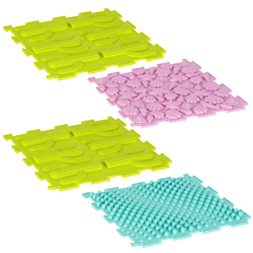 Tapete Sensorial Montessori Massagem nos Pés Puzzle 8 Peças Pastel