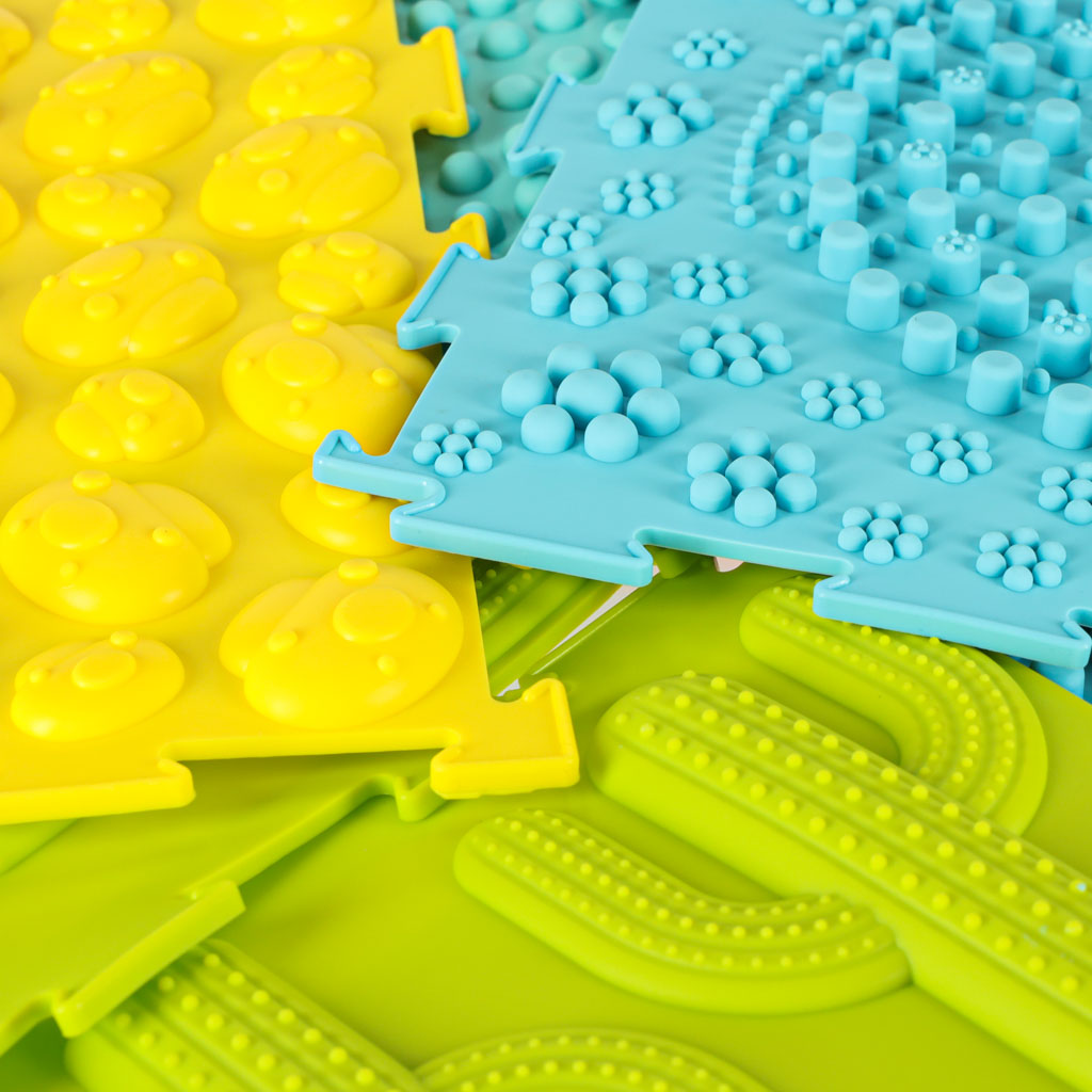 Tapete Sensorial Montessori Masaje de Pies Puzzle 8 Piezas Pastel