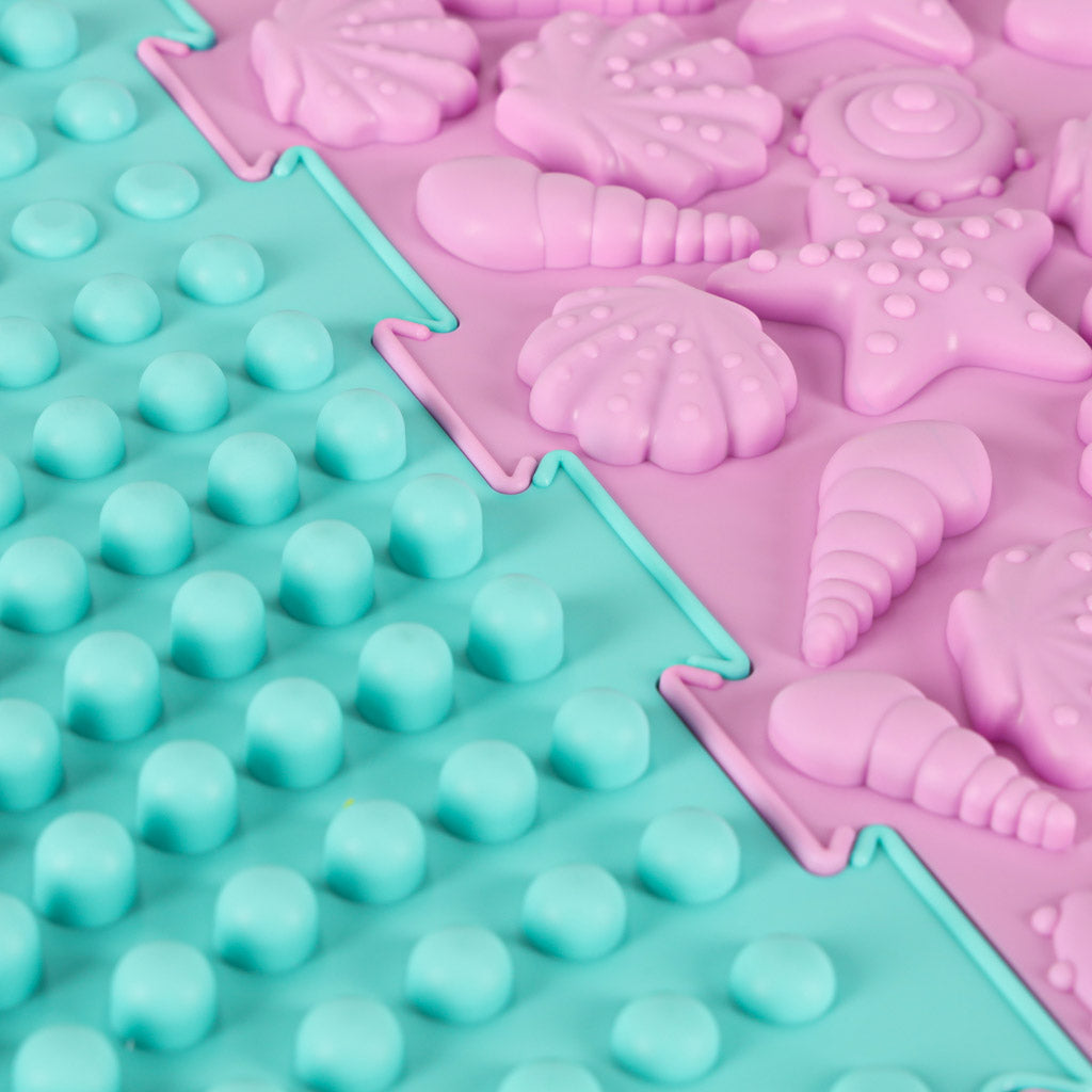 Tapete Sensorial Montessori Massagem nos Pés Puzzle 8 Peças Pastel