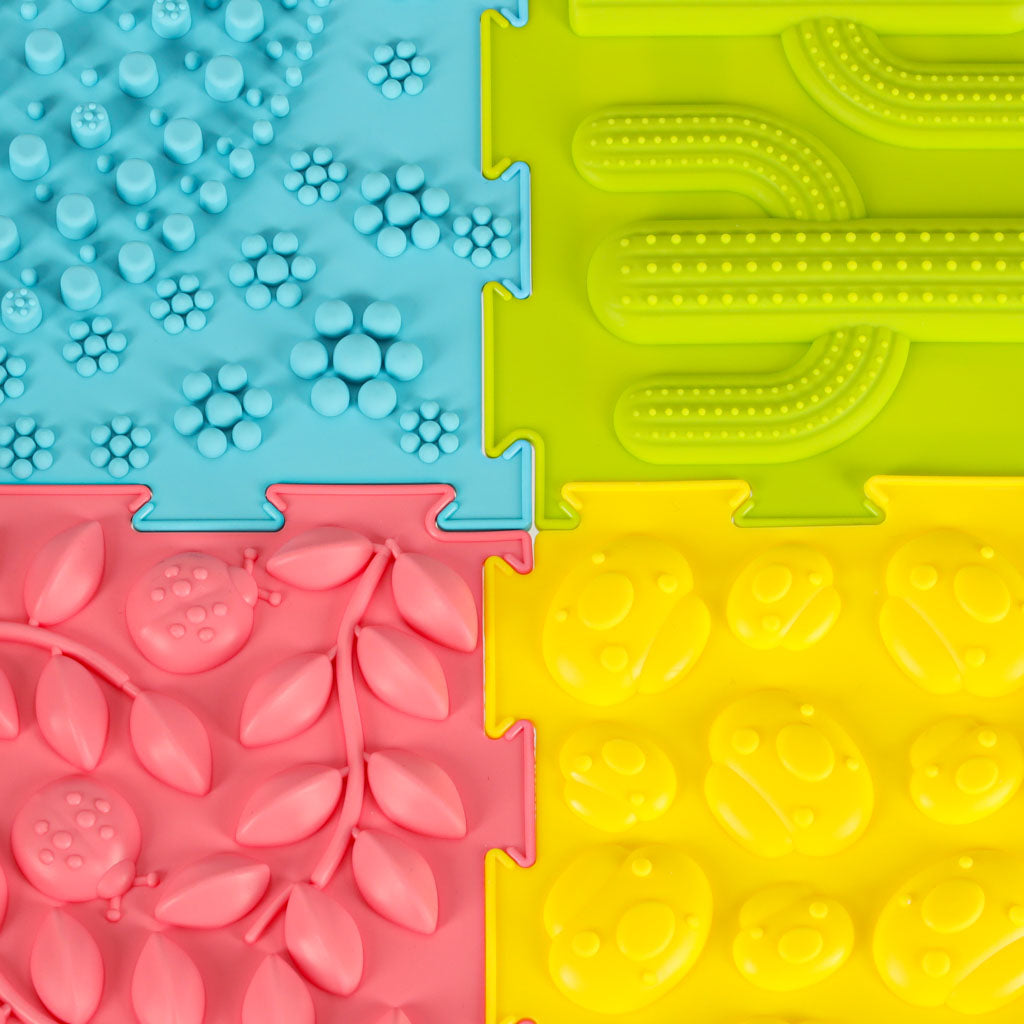 Tapete Sensorial Montessori Massagem nos Pés Puzzle 8 Peças Pastel