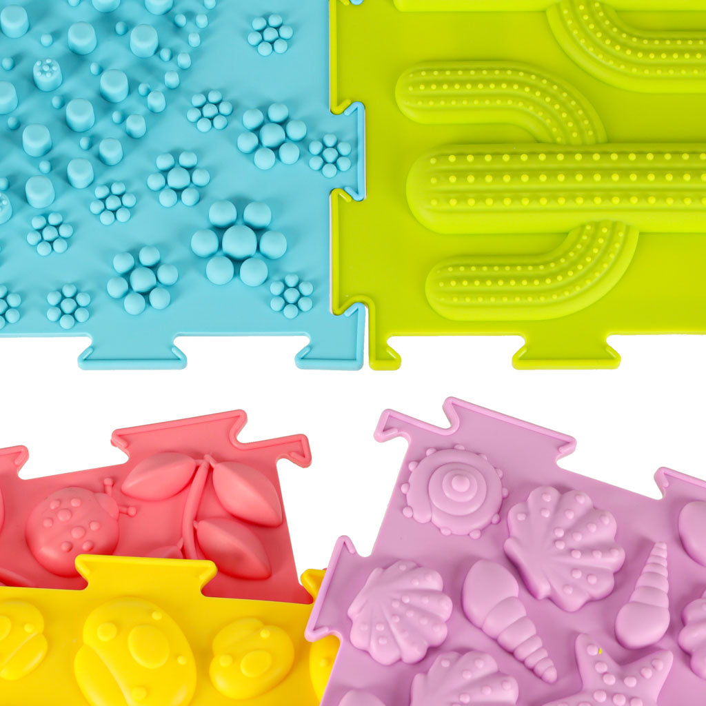 Tapete Sensorial Montessori Massagem nos Pés Puzzle 8 Peças Pastel