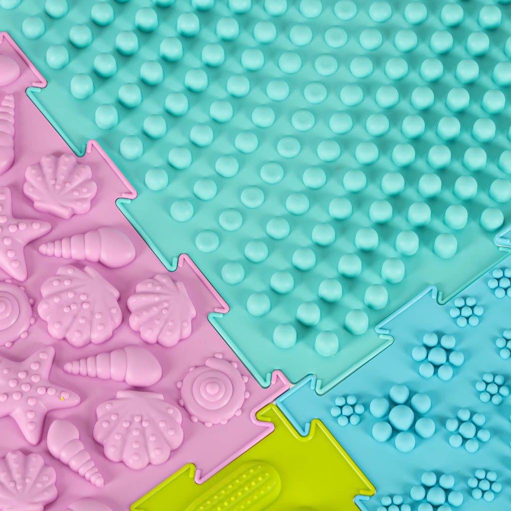 Tapete Sensorial Montessori Massagem nos Pés Puzzle 8 Peças Pastel