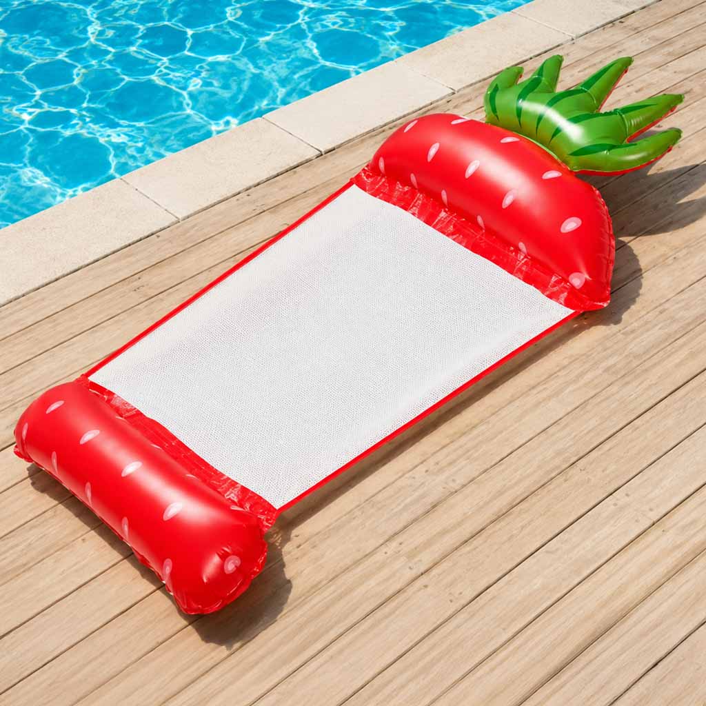 Inflatable Mattress Beach Hammock Water Lounger Chair Swimming Pool Strawberry
