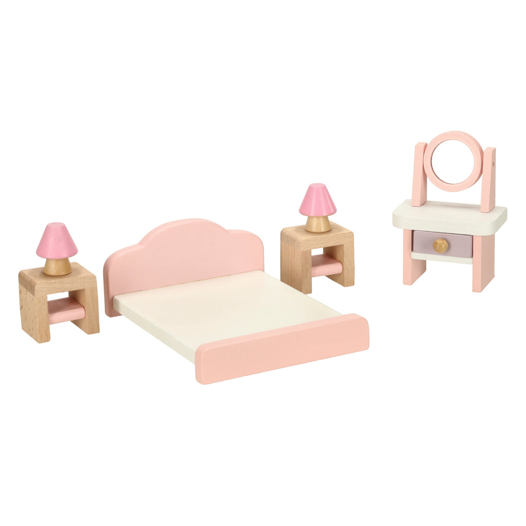 Dollhouse Furniture Living Room Bedroom Bathroom Kitchen Wooden Pink