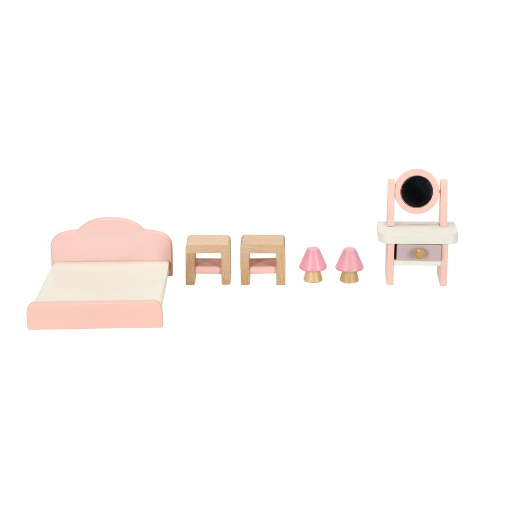 Dollhouse Furniture Living Room Bedroom Bathroom Kitchen Wooden Pink