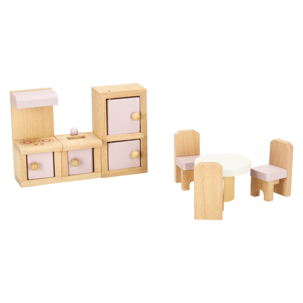 Dollhouse Furniture Living Room Bedroom Bathroom Kitchen Wooden Pink