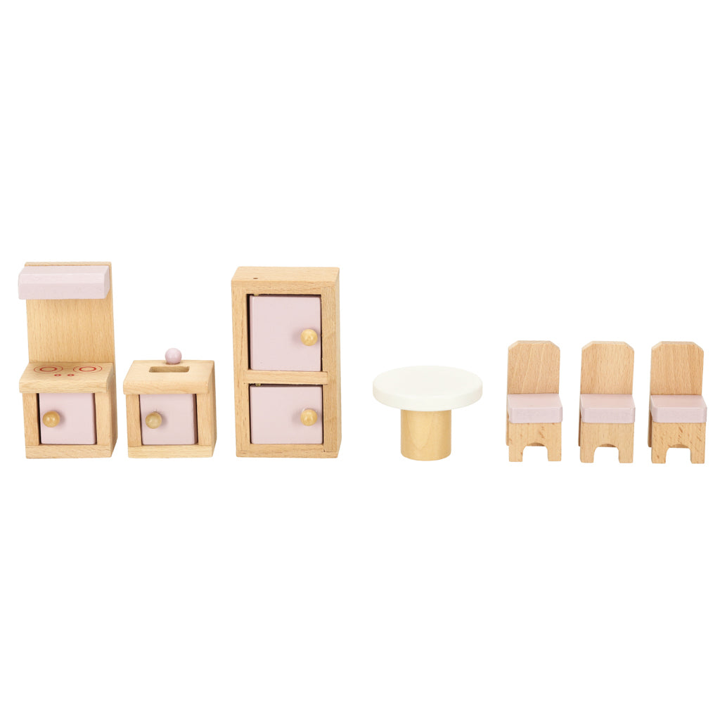 Dollhouse Furniture Living Room Bedroom Bathroom Kitchen Wooden Pink