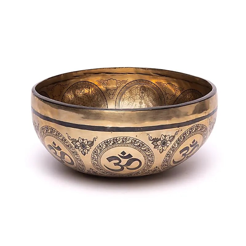 Tigela Cantante Gravada a Laser Chakra Flor da Vida - ±1400-1600 G; ±22-24cm
