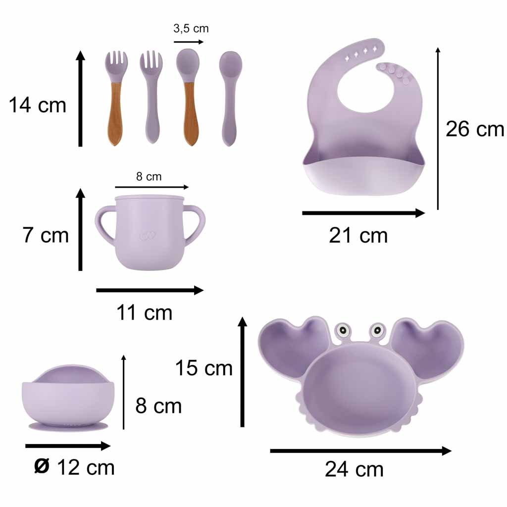 Miasa Silicone Do Pháistí Portán Sraith de 9 Mír Corcra