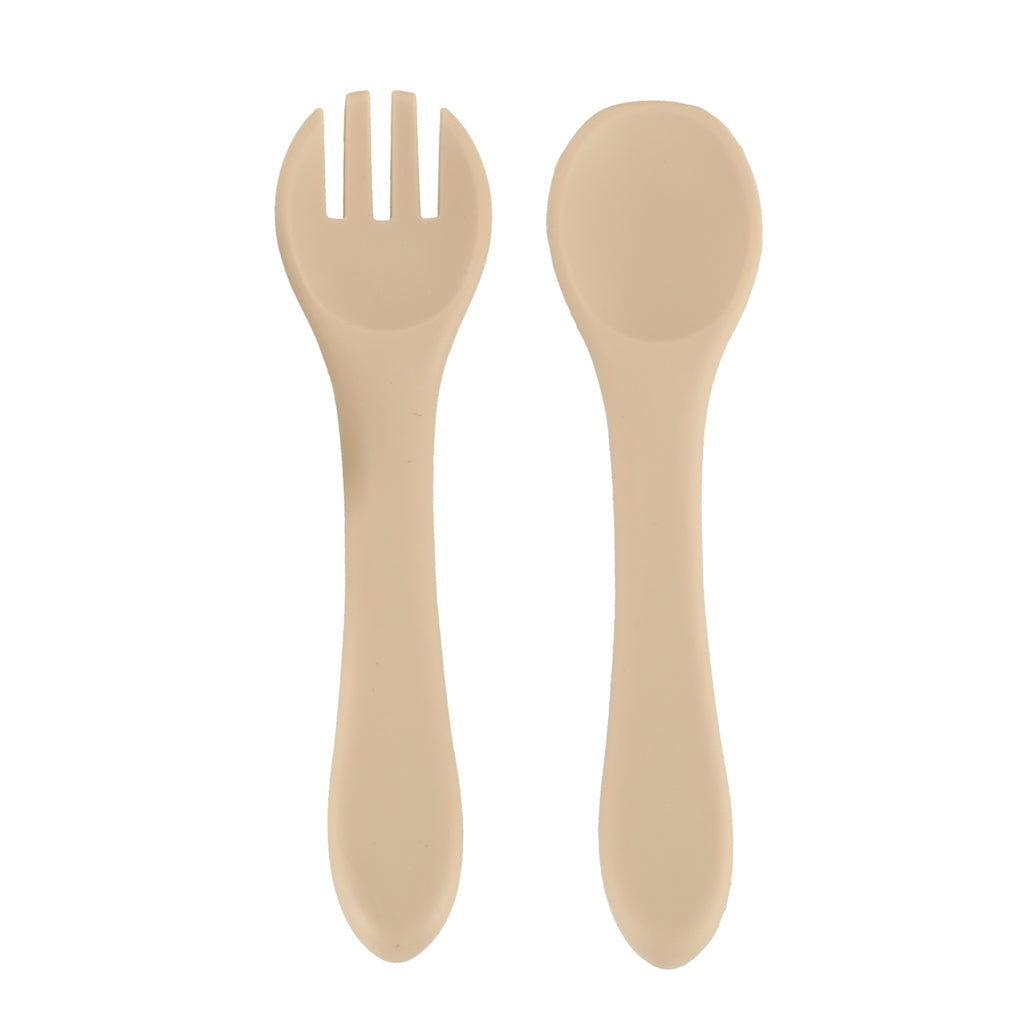 Vaisselle en silicone pour enfants hibou beige 9 éléments