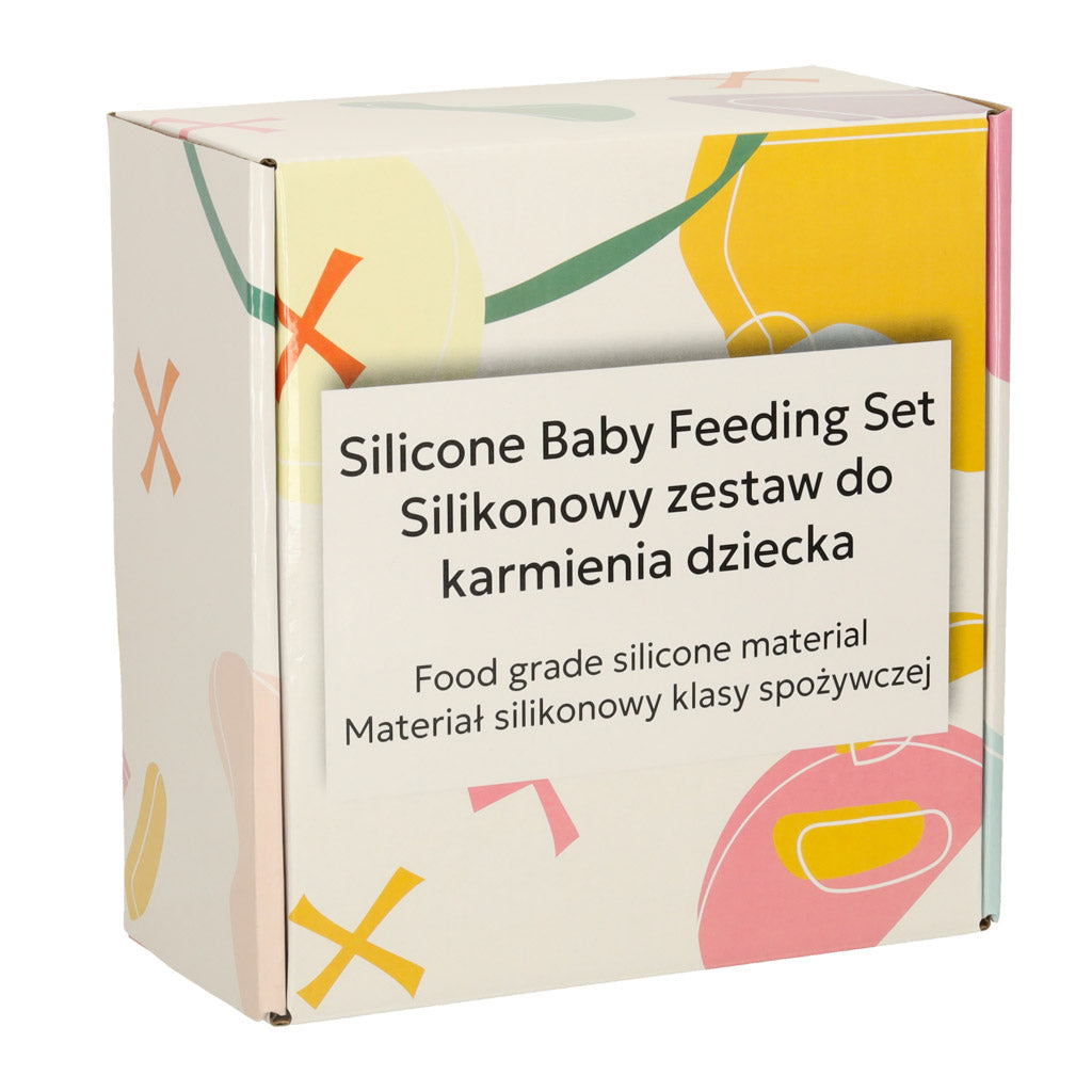 Vaisselle en silicone pour enfants hibou beige 9 éléments