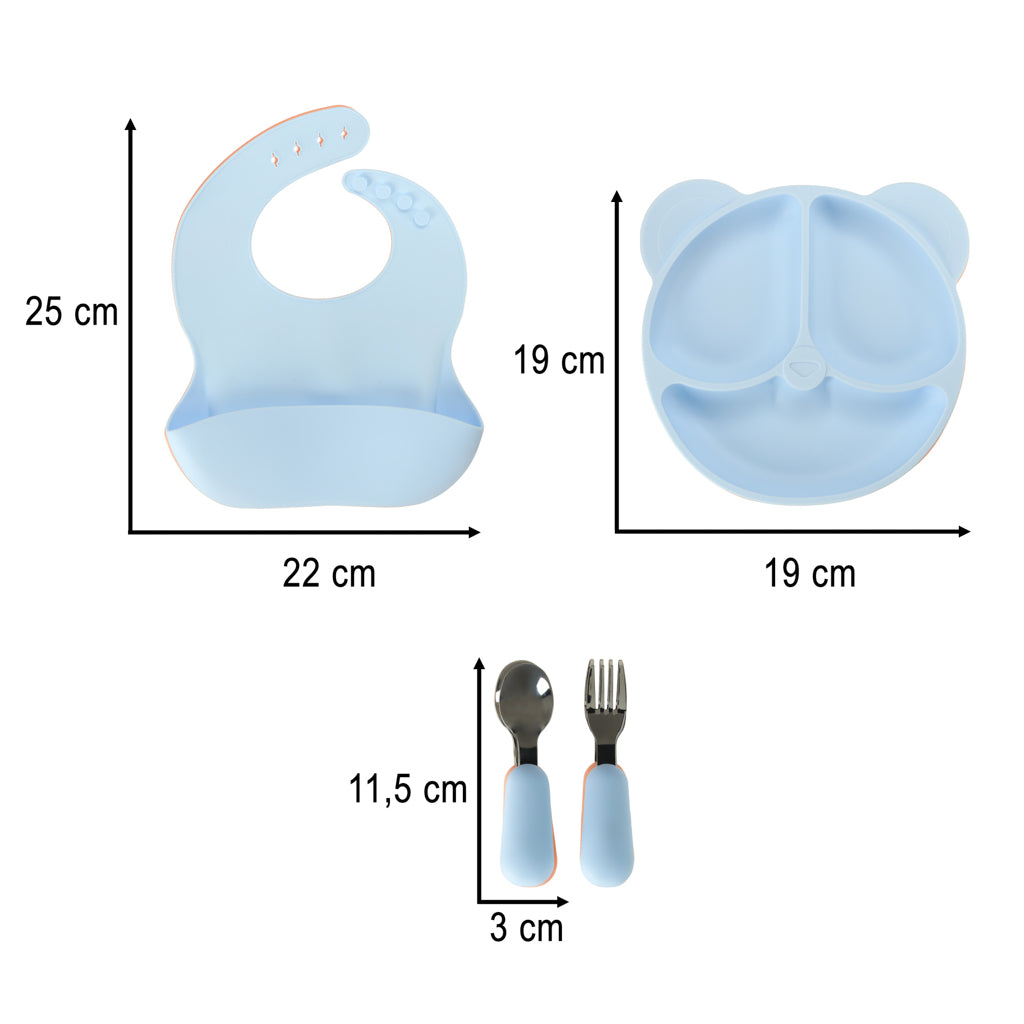 Silikonfat För Barn Nalle Bright Blue 4el
