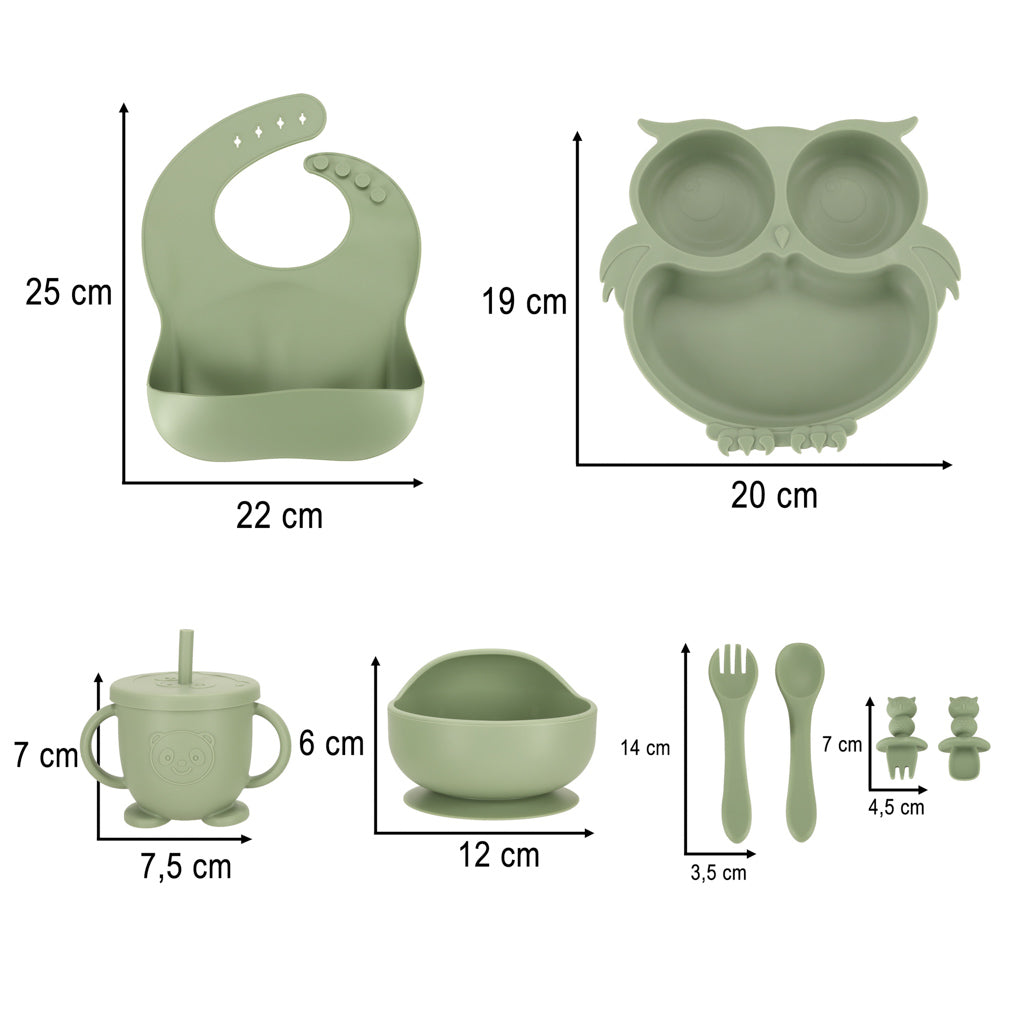 Silicone Dishes For Kids Owl Milita Green