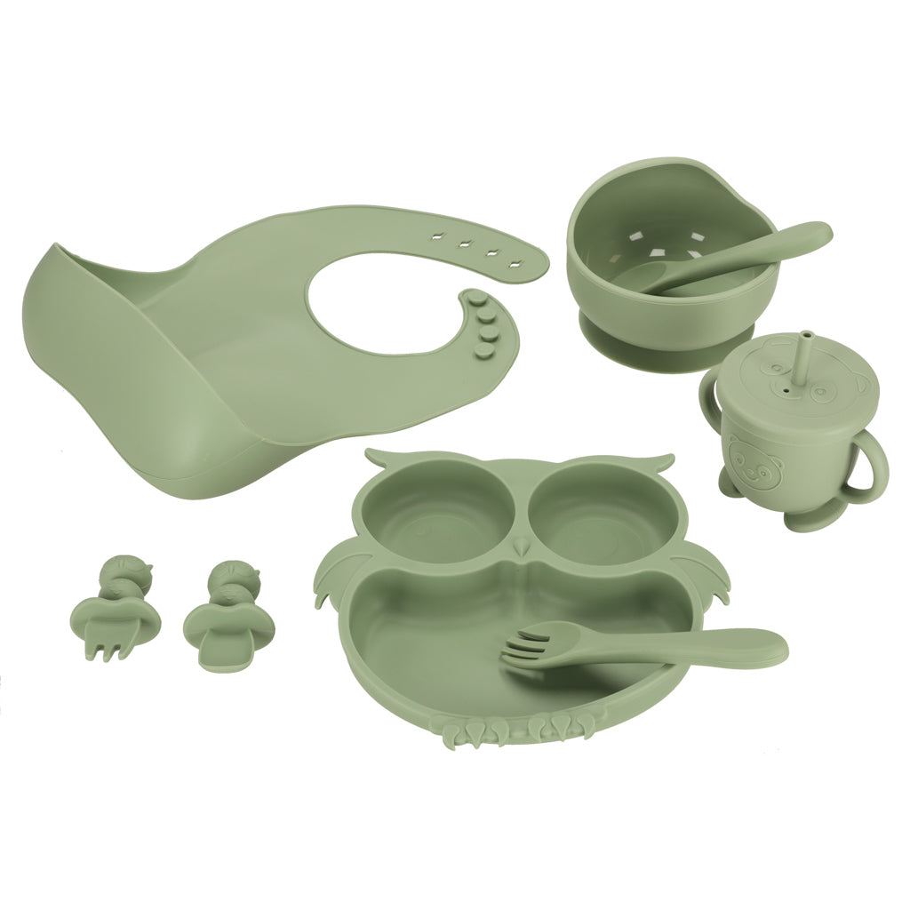 Silicone Dishes For Kids Owl Milita Green