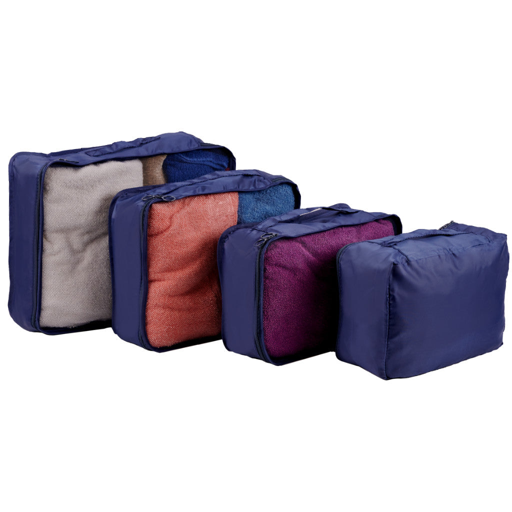 Suitcase Organizers Travel Set 7 Pieces Clothes Storage Accessories Waterproof Bags Toiletry Bag Shoe Bag Navy Blue