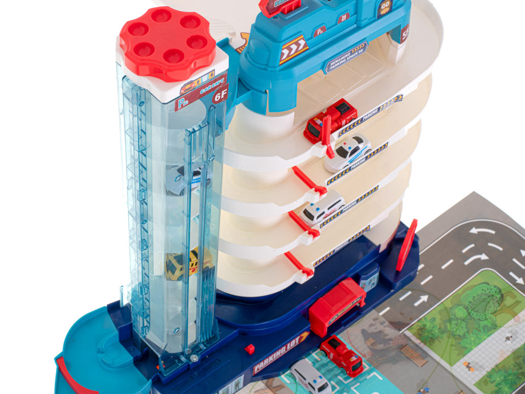 Parking Garage 5 Levels Electric Elevator + Mat + 8 Cars