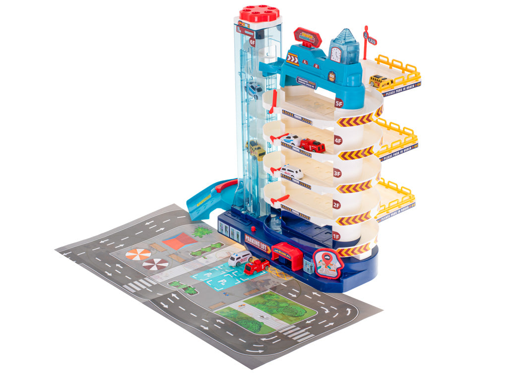 Parking Garage 5 Levels Electric Elevator + Mat + 8 Cars
