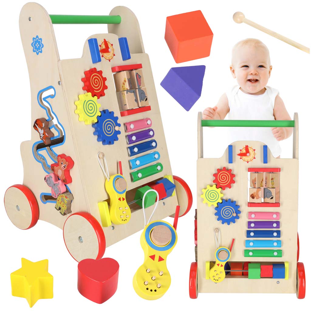 Pusher Wooden Walker Educational Cube 6in1