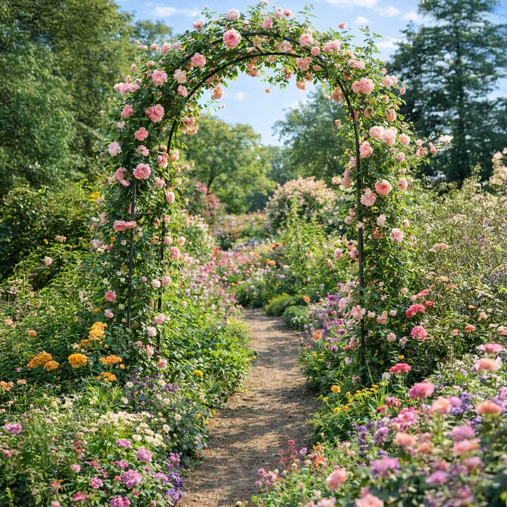 Garden Pergola Arch Holder For Roses Flowers Ivy Creepers Metal 240 X 140 Cm