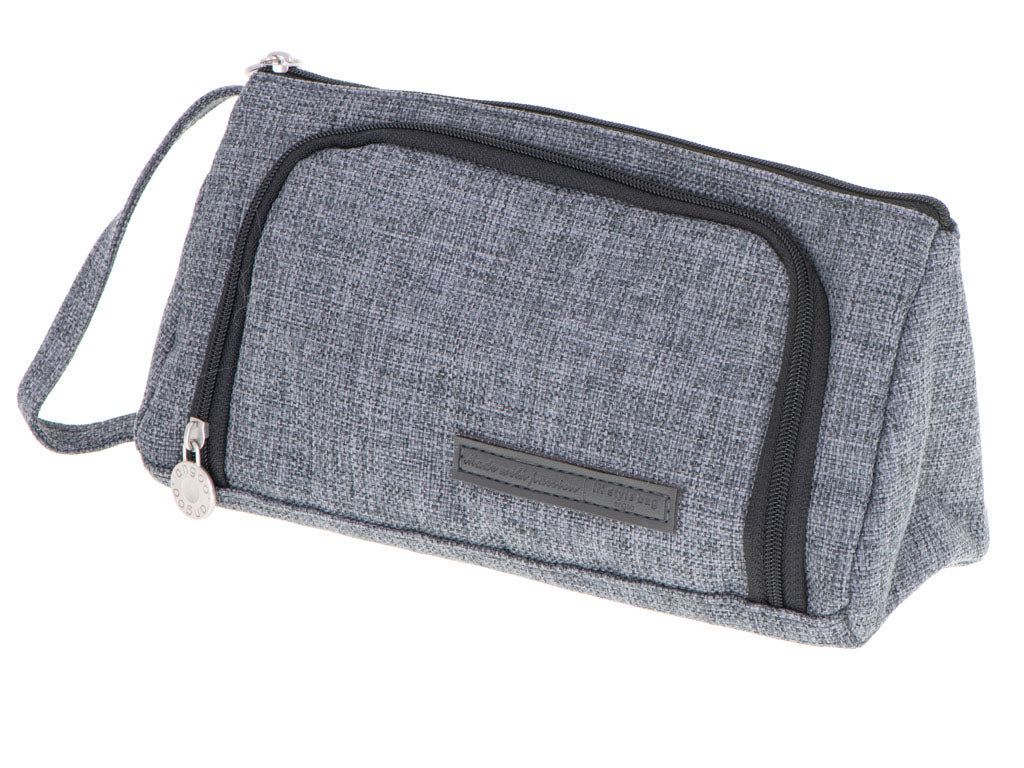 School Pencil Case Double Sachet Make-up Bag Grey