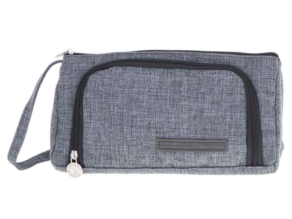 School Pencil Case Double Sachet Make-up Bag Grey
