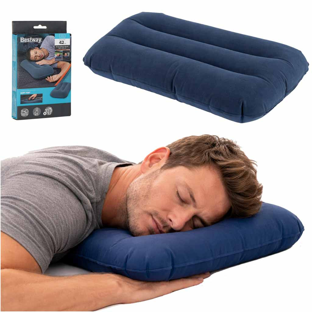 Bestway 67121 Coussin gonflable de voyage en velours bleu marine