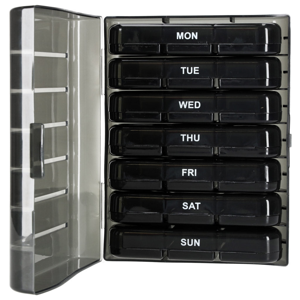 Drug Pill Organizer Container Black