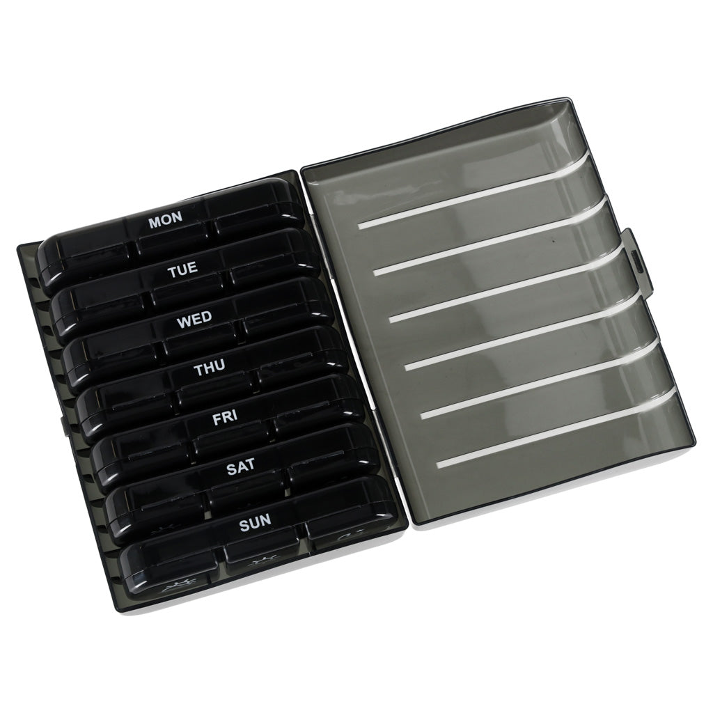 Drug Pill Organizer Container Black