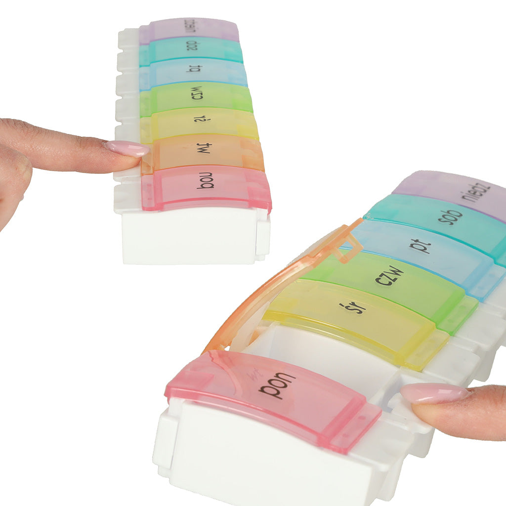 Container Organizer för piller Mediciner veckovis 7 dagar En