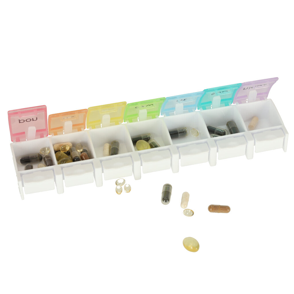 Container Organizer för piller Mediciner veckovis 7 dagar En