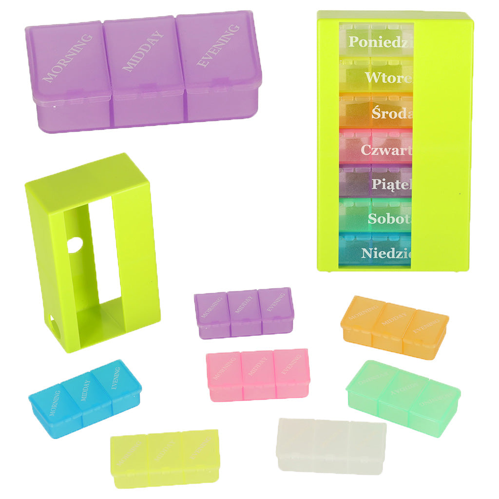 Container Organizer Medicine Pill Box Weekly 7 Days Standing