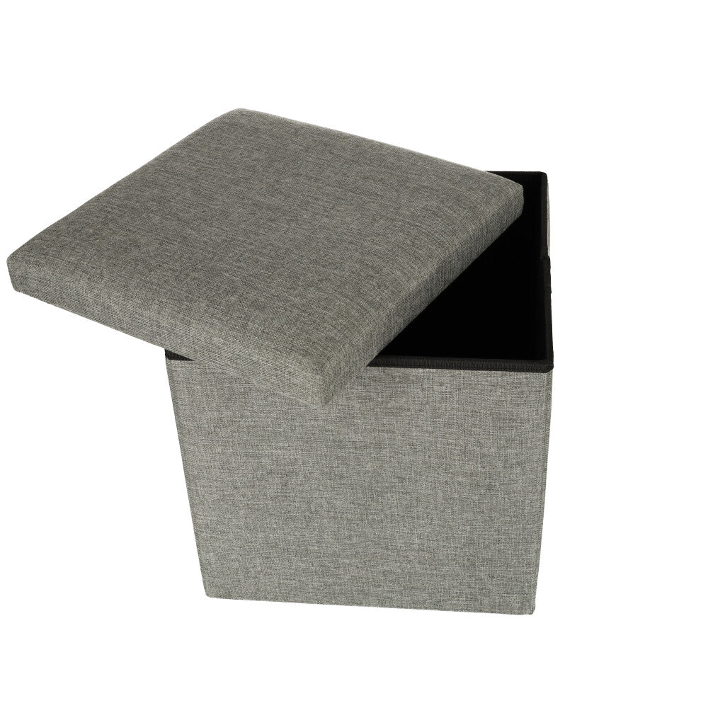 Folding Pouffe With Storage Box Grey 38x38x38cm