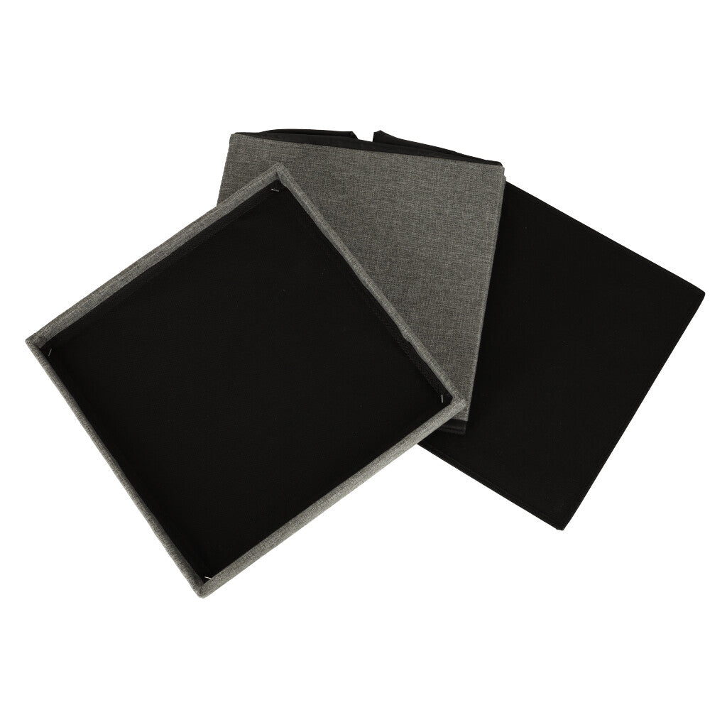 Folding Pouffe With Storage Box Grey 38x38x38cm