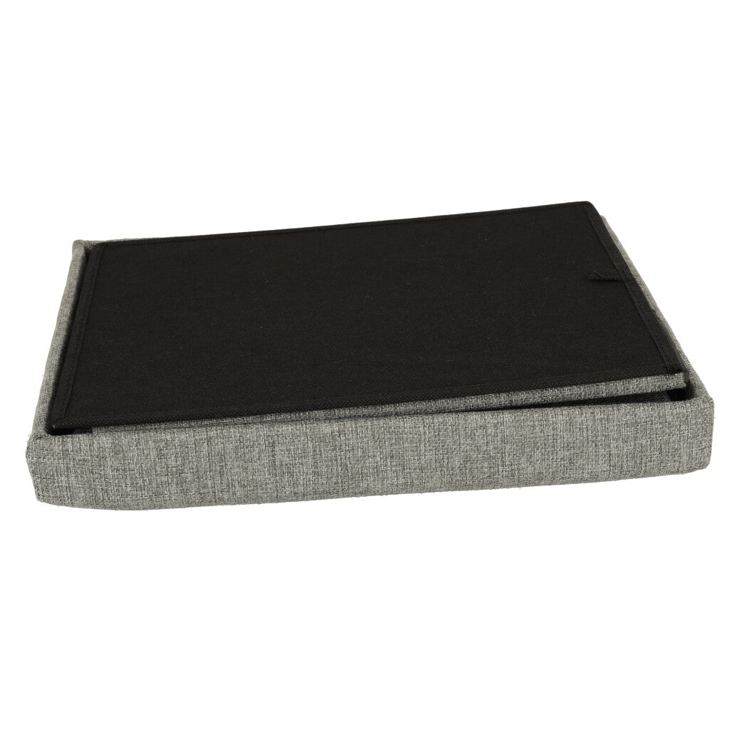 Folding Pouffe With Storage Box Grey 38x38x38cm