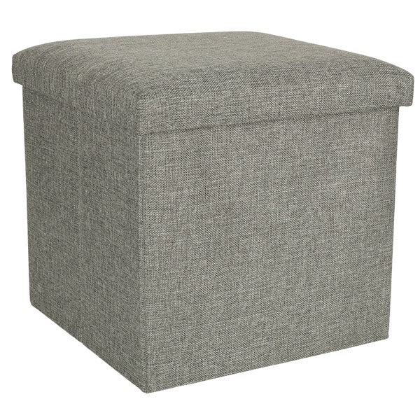 Folding Pouffe With Storage Box Grey 38x38x38cm