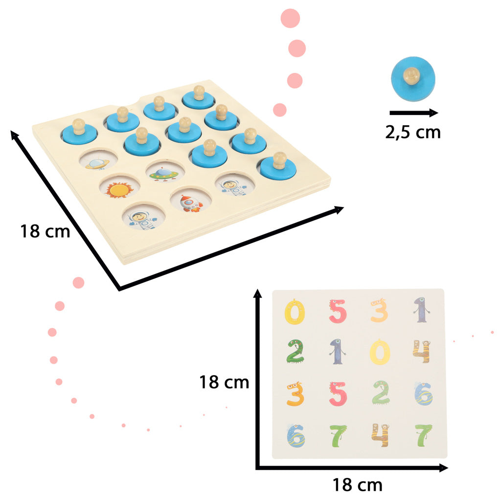 Wooden Puzzle Memory Board Game + 4 Cards